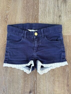 H&M NavyDenim Shorts with White Lace Trim Sz: 6-7 years old | Summer, School